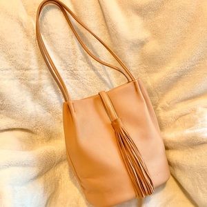 Tan Bucket Bag with Tassle
